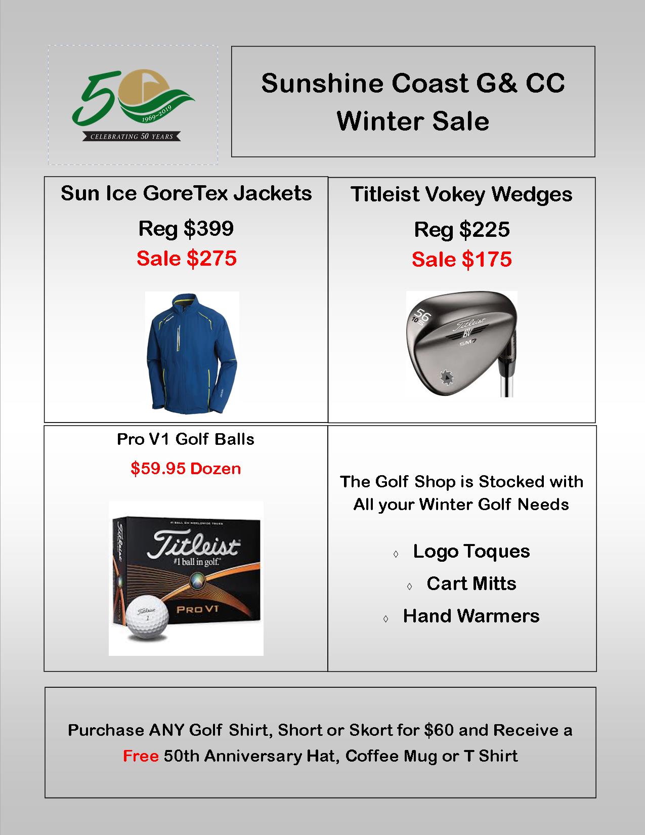 Winter Golf Shop Sale Sunshine Coast Golf & Country Club