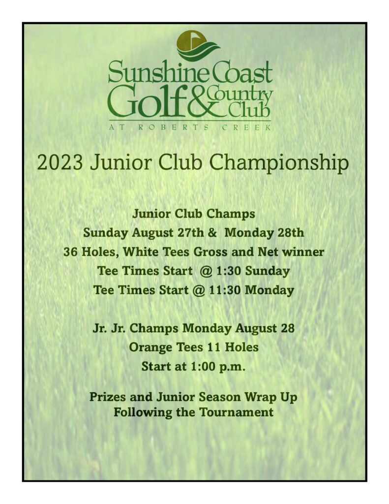 Junior Club Championships Sunshine Coast Golf & Country Club